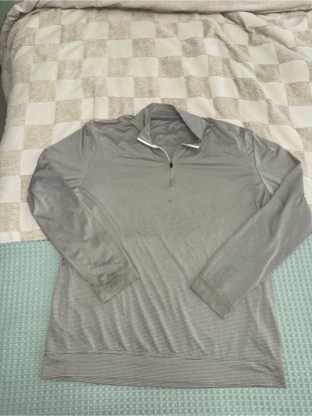 Johnnie-O Hangin Out Harvell Quarter Zip Shirt Mens XL Gray Striped Pullover